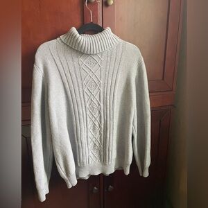 Karen Scott Cozy Gray Cable Knit Turtleneck Sweater Size XL